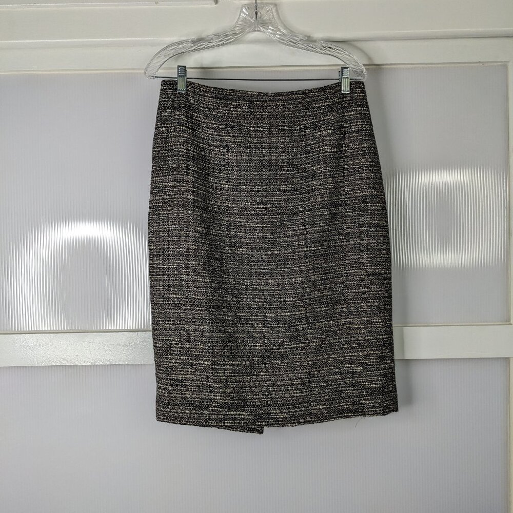 Piazza Sempione Tweed Pencil Skirt Woven Size US Large 12 /14 Brown White Black